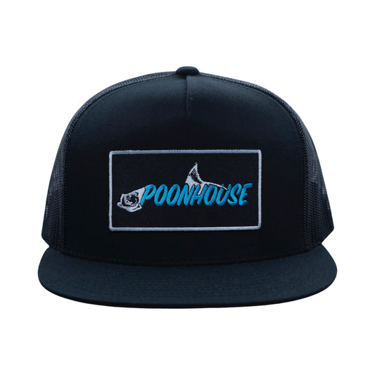 Black With Blue Poon House Yupoong Snapback Flat Bill
