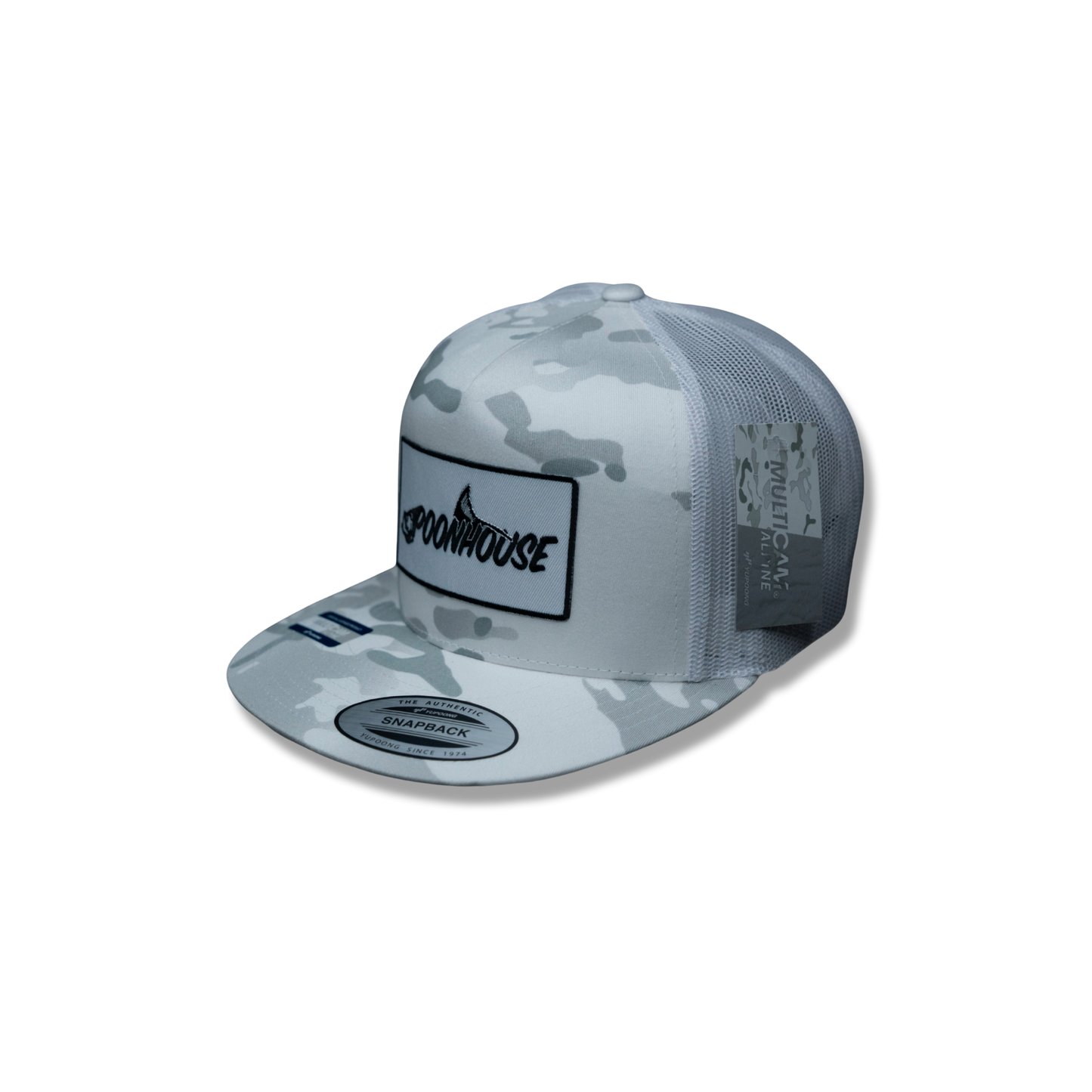 Arctic Camo Yupoong Flat Bill with White Patch
