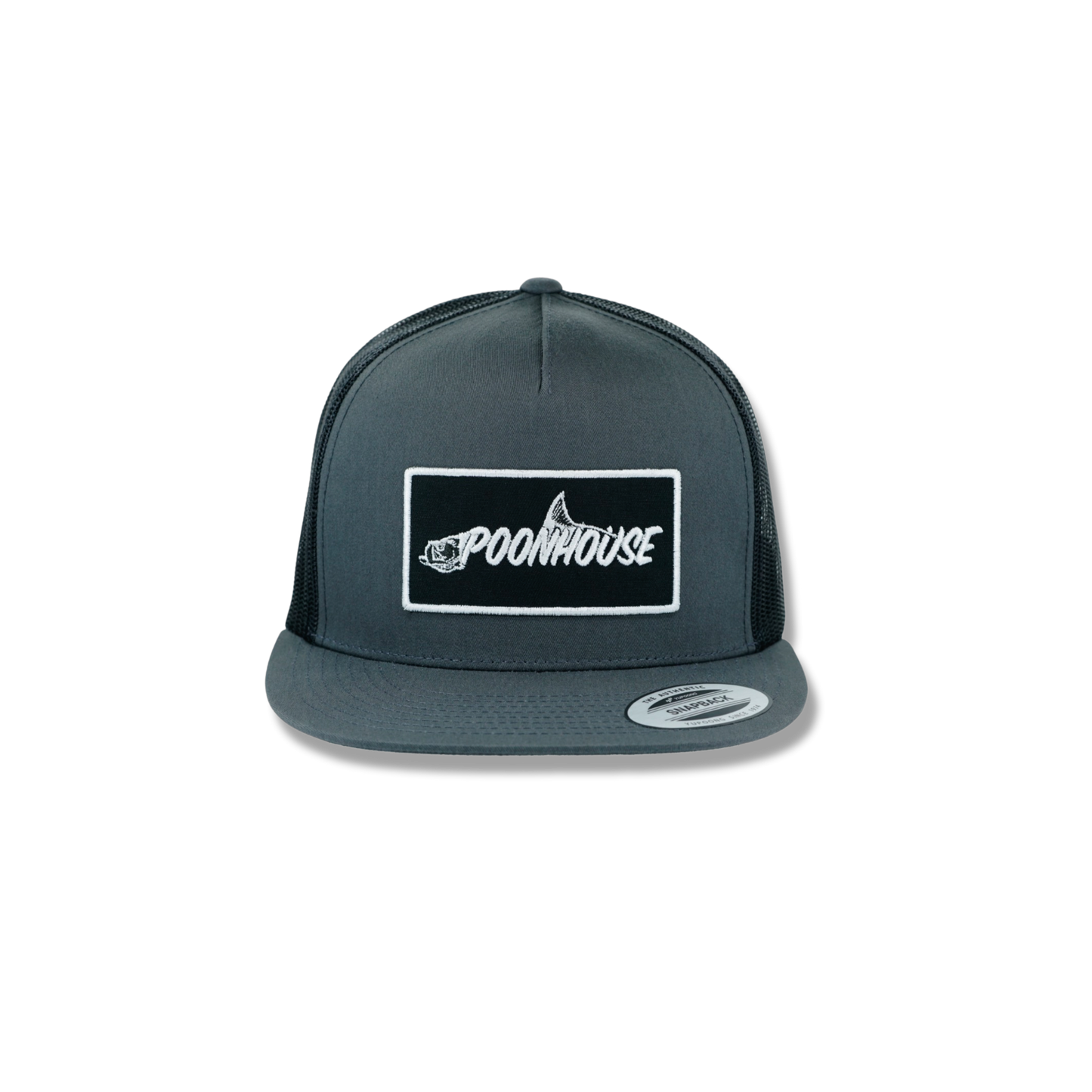 Charcoal & Black Yupoong Flat Bill with Black Patch