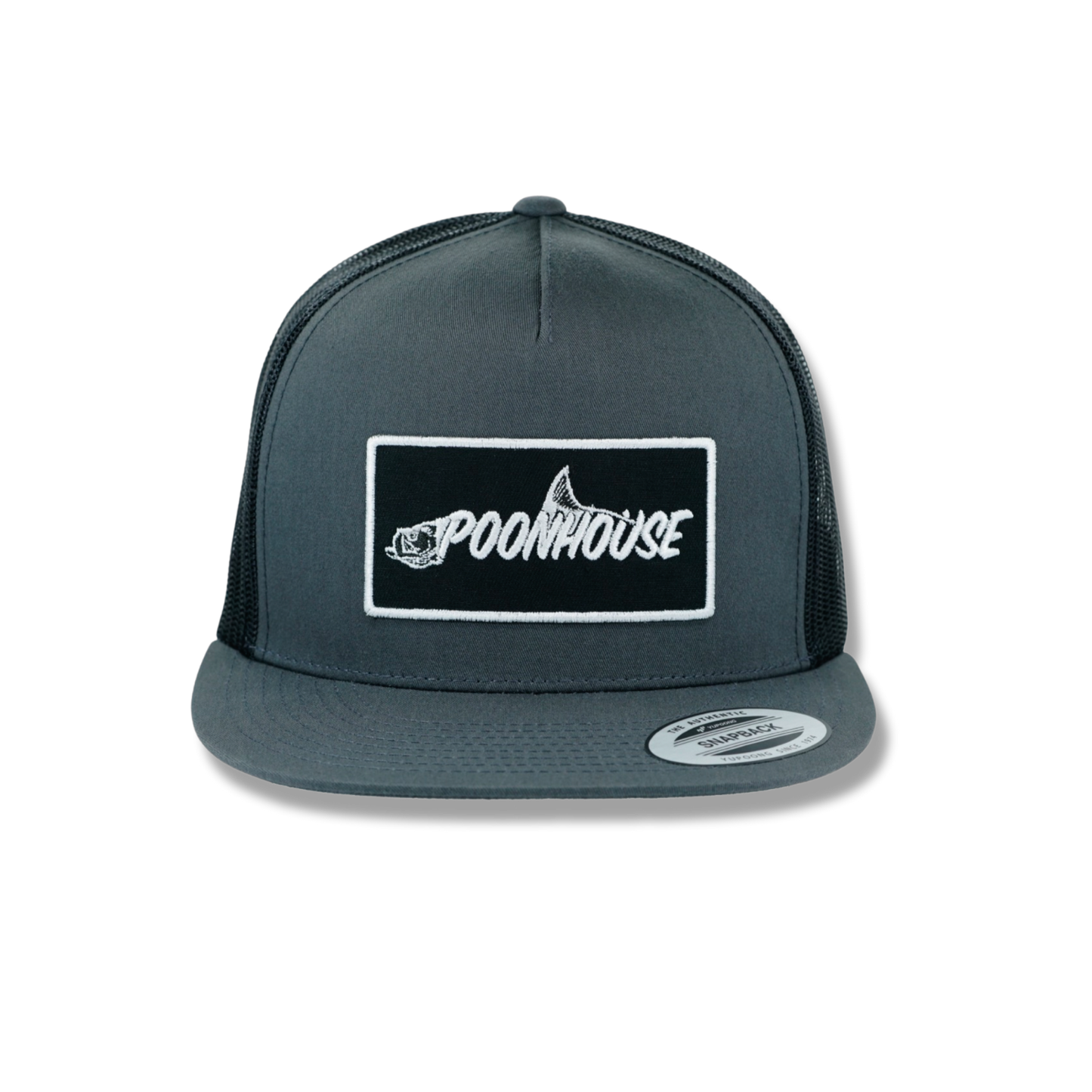 Charcoal & Black Yupoong Flat Bill with Black Patch