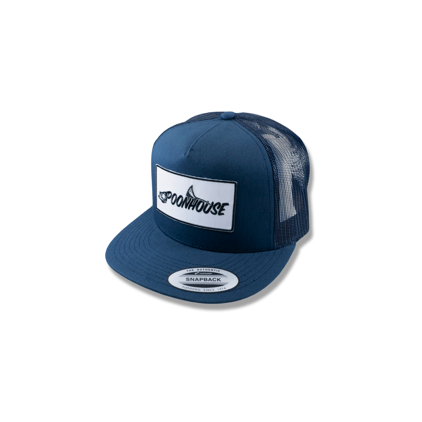 Navy Yupoong Flat Bill with White Patch
