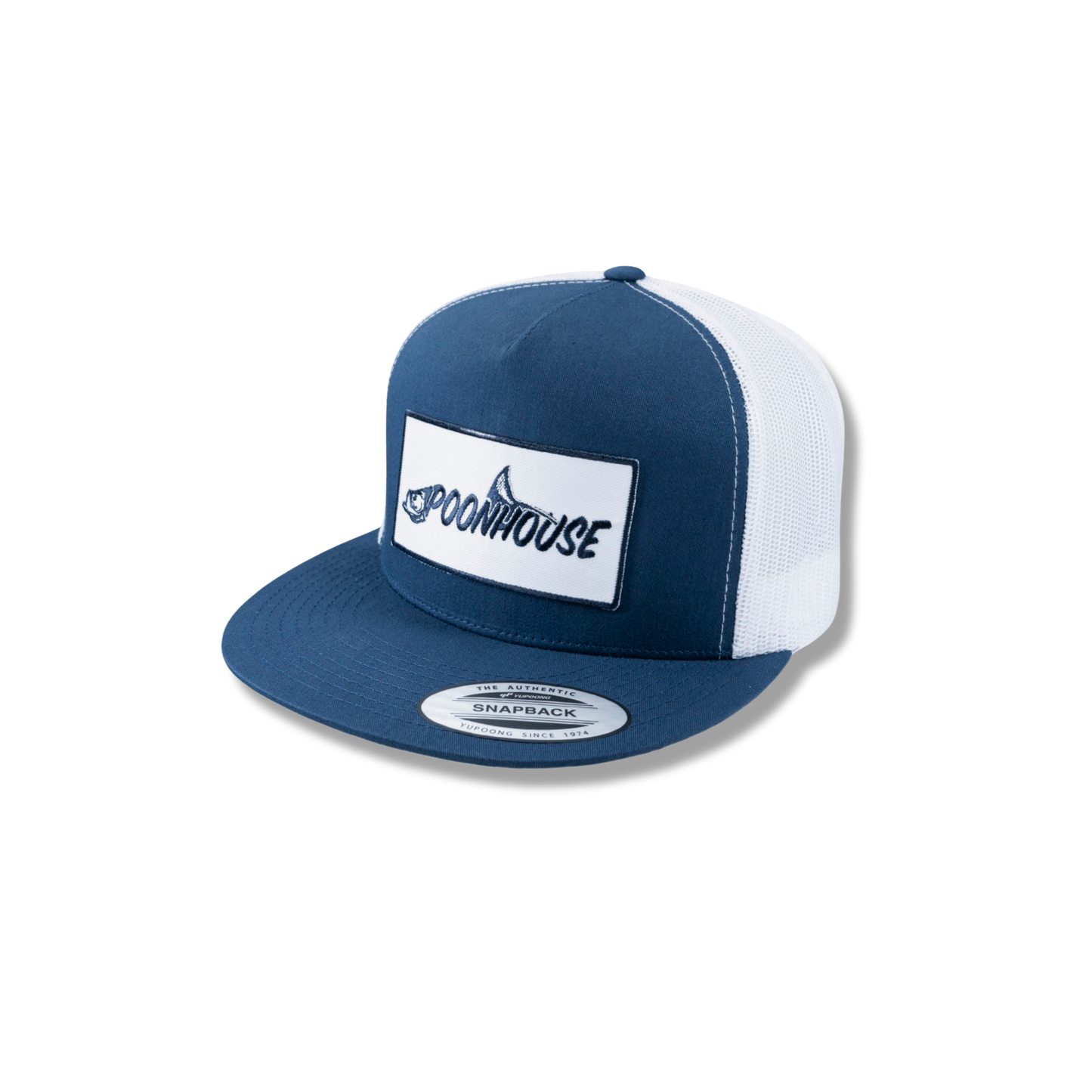 Navy & White Yupoong Flat Bill with White Patch