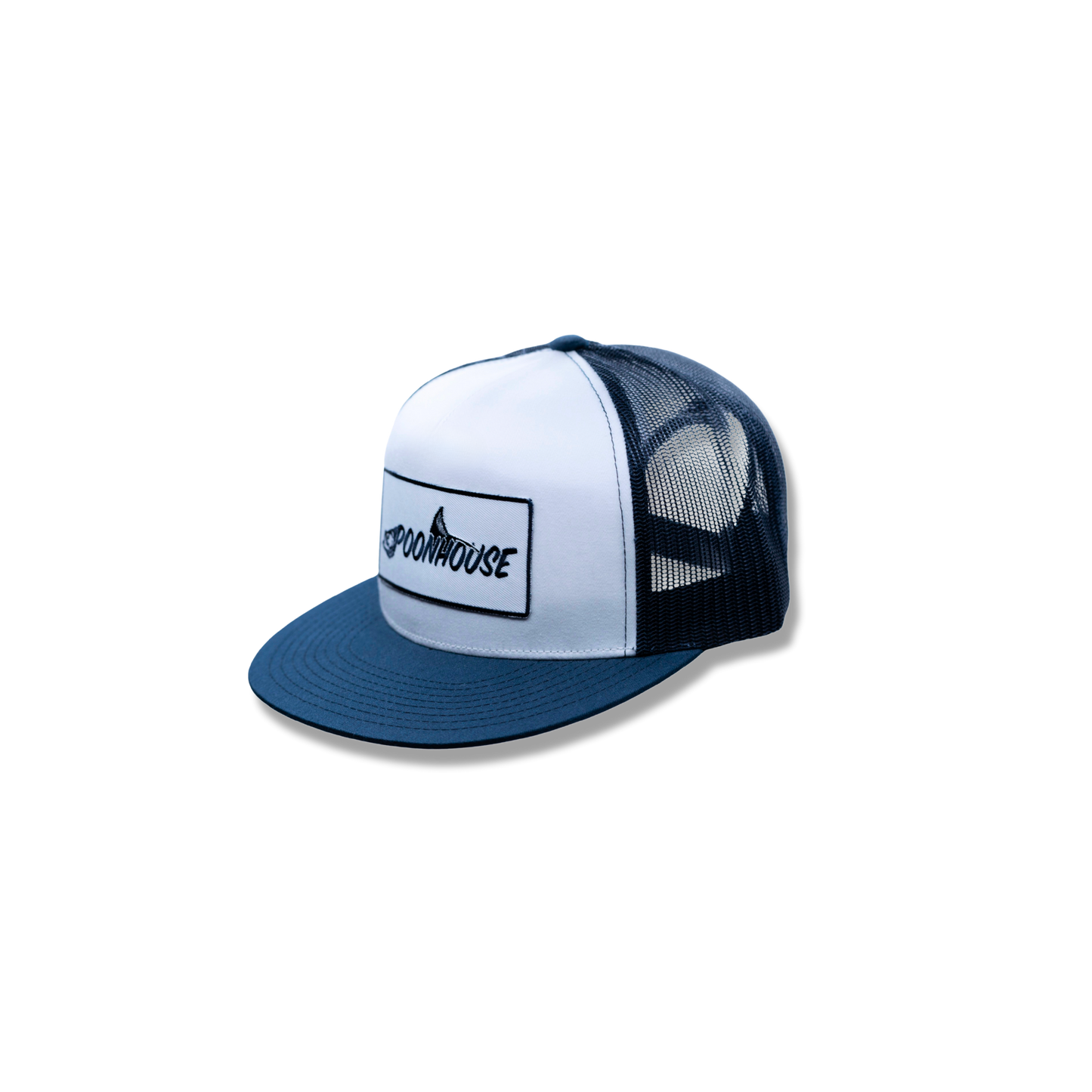 Navy & White Yupoong Flat Bill with White Patch