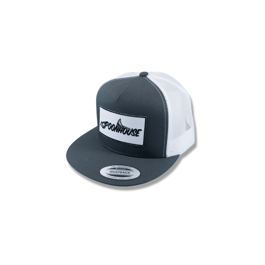 Charcoal & White Yupoong Flat Bill with White Patch