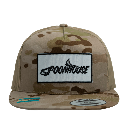 NEW Desert Camo & Tan Yupoong Flat Bill with White Patch