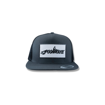 Charcoal & Black Yupoong Flat Bill with White Patch