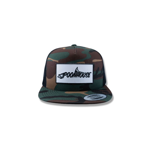 Army Camo Yupoong Flat Bill with White Patch