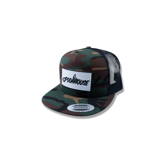 Army Camo Yupoong Flat Bill with White Patch