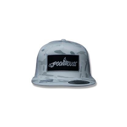 Arctic Camo Yupoong Flat Bill with Black Patch