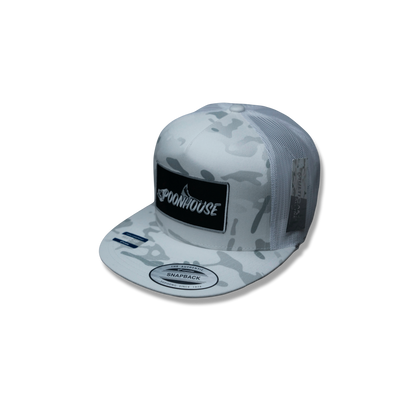 Arctic Camo Yupoong Flat Bill with Black Patch