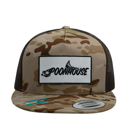 NEW Desert Camo & Brown Yupoong Flat Bill with White Patch