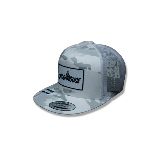 Arctic Camo Yupoong Flat Bill with White Patch