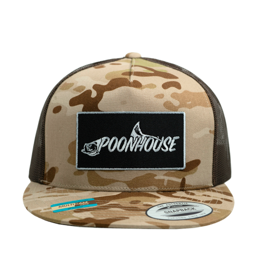 Desert Camo & Brown Yupoong Flat Bill with Black Patch