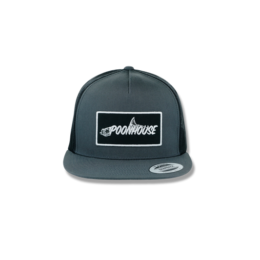 Charcoal & Black Yupoong Flat Bill with Black Patch