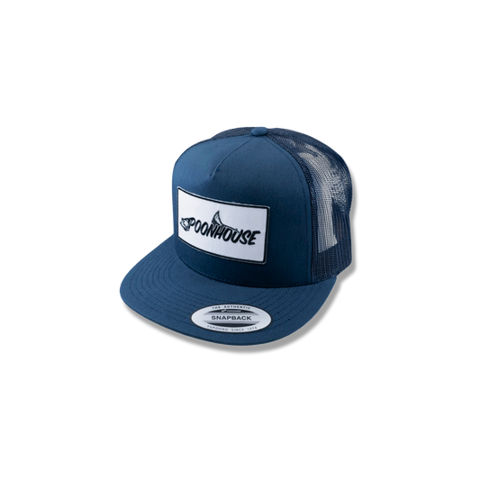 Navy Yupoong Flat Bill with White Patch