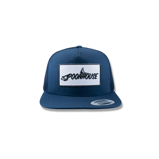 Navy Yupoong Flat Bill with White Patch