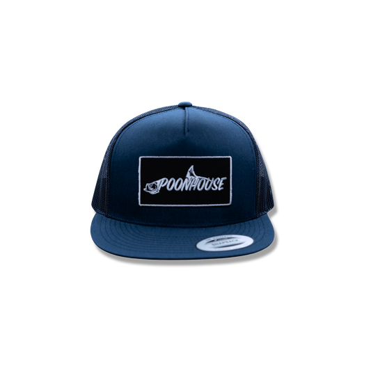 Navy Yupoong Flat Bill with Black Patch