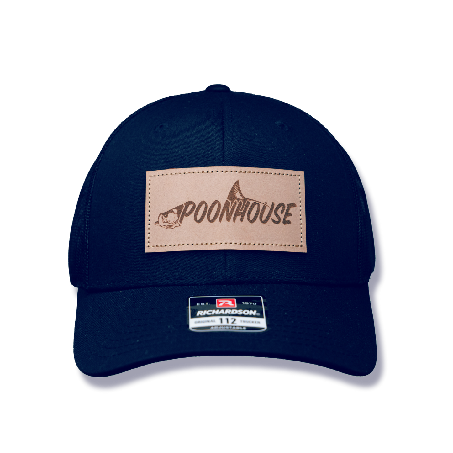 Navy Curved Bill Richardson with Leather Logo Patch