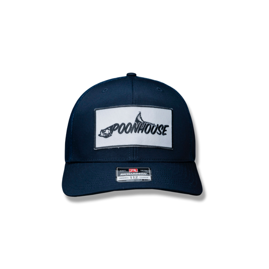Navy Curved Bill Richardson with White Logo Patch|Navy Stitch