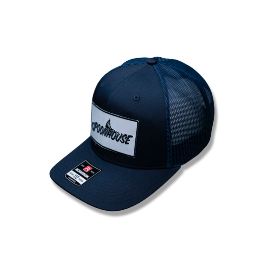 Navy Curved Bill Richardson with White Logo Patch|Navy Stitch