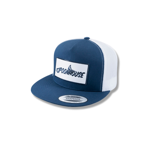 Navy & White Yupoong Flat Bill with White Patch