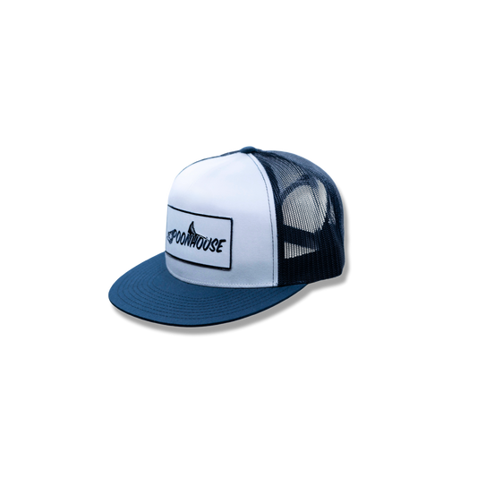 Navy & White Yupoong Flat Bill with White Patch