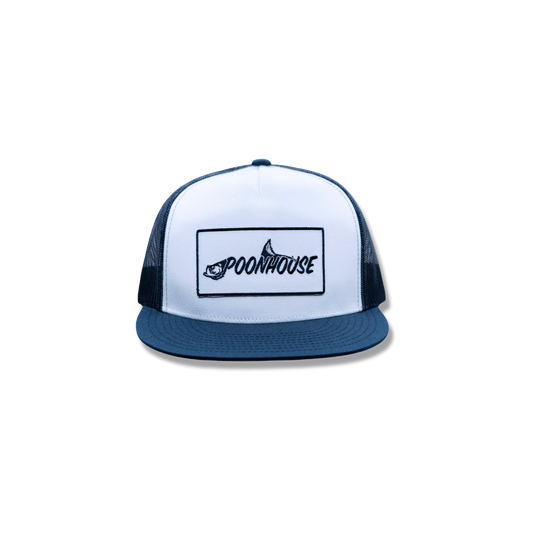 Navy & White Yupoong Flat Bill with White Patch