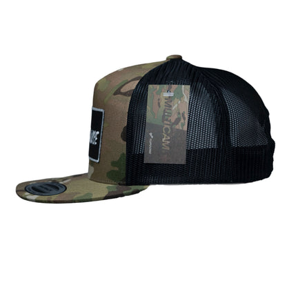 Multi Camo Yupoong Snapback Flat Bill Black Patch