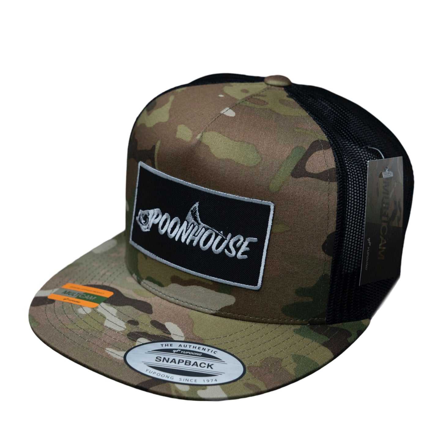 Multi Camo Yupoong Snapback Flat Bill Black Patch