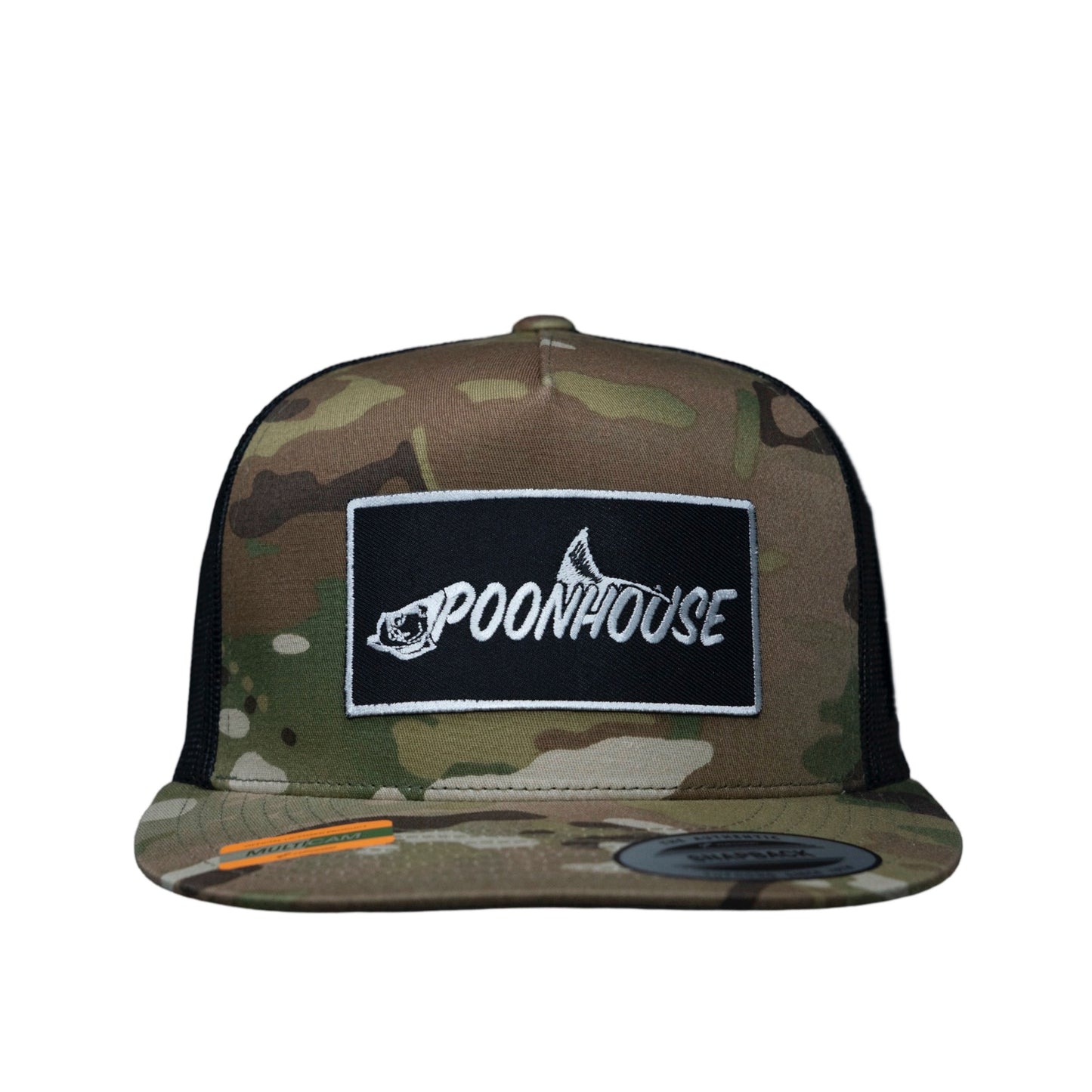 Multi Camo Yupoong Snapback Flat Bill Black Patch