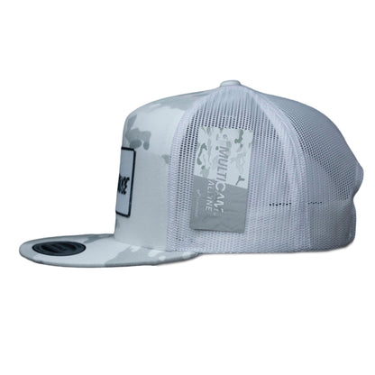 White Camo Yupoong Snapback Flat Bill White Patch