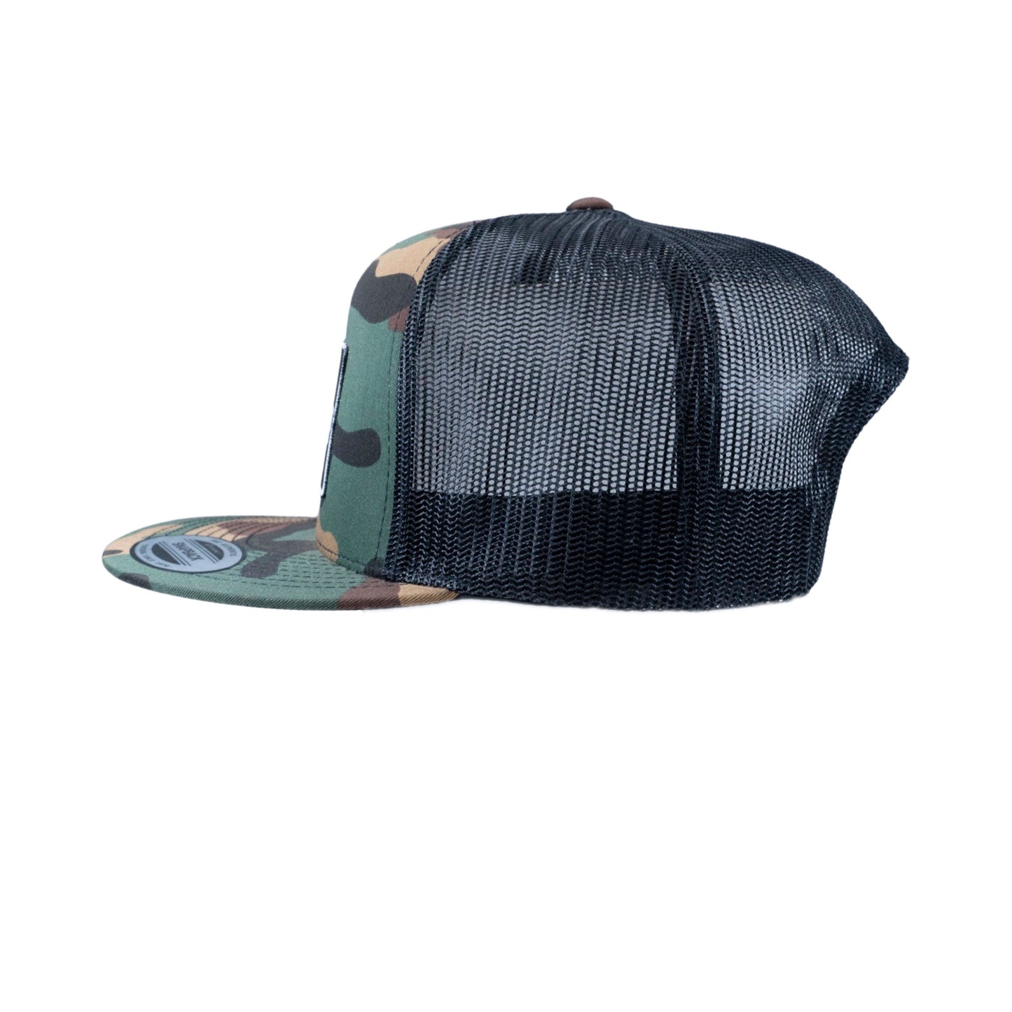 Army Camo & Black Patch Yupoong Snapback Flat Bill