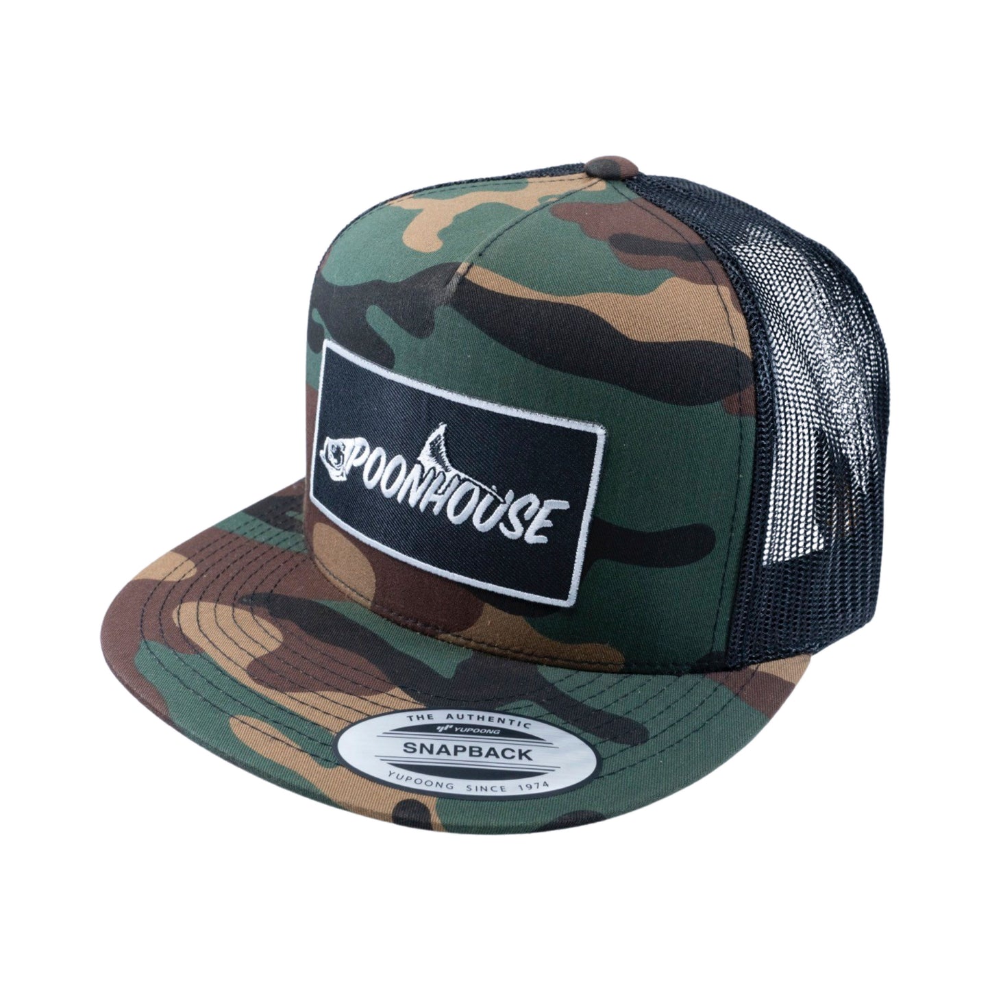 Army Camo & Black Patch Yupoong Snapback Flat Bill