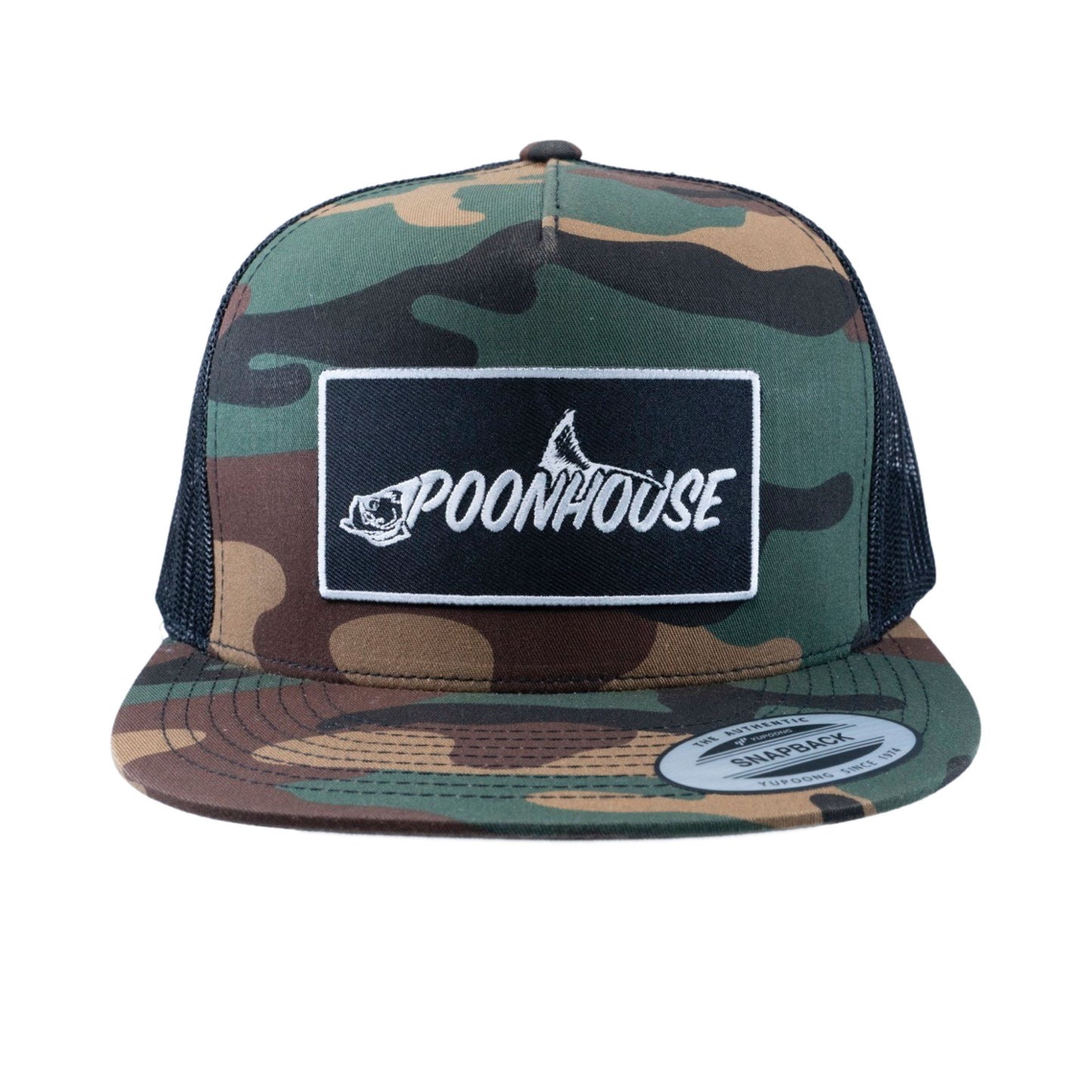 Army Camo & Black Patch Yupoong Snapback Flat Bill