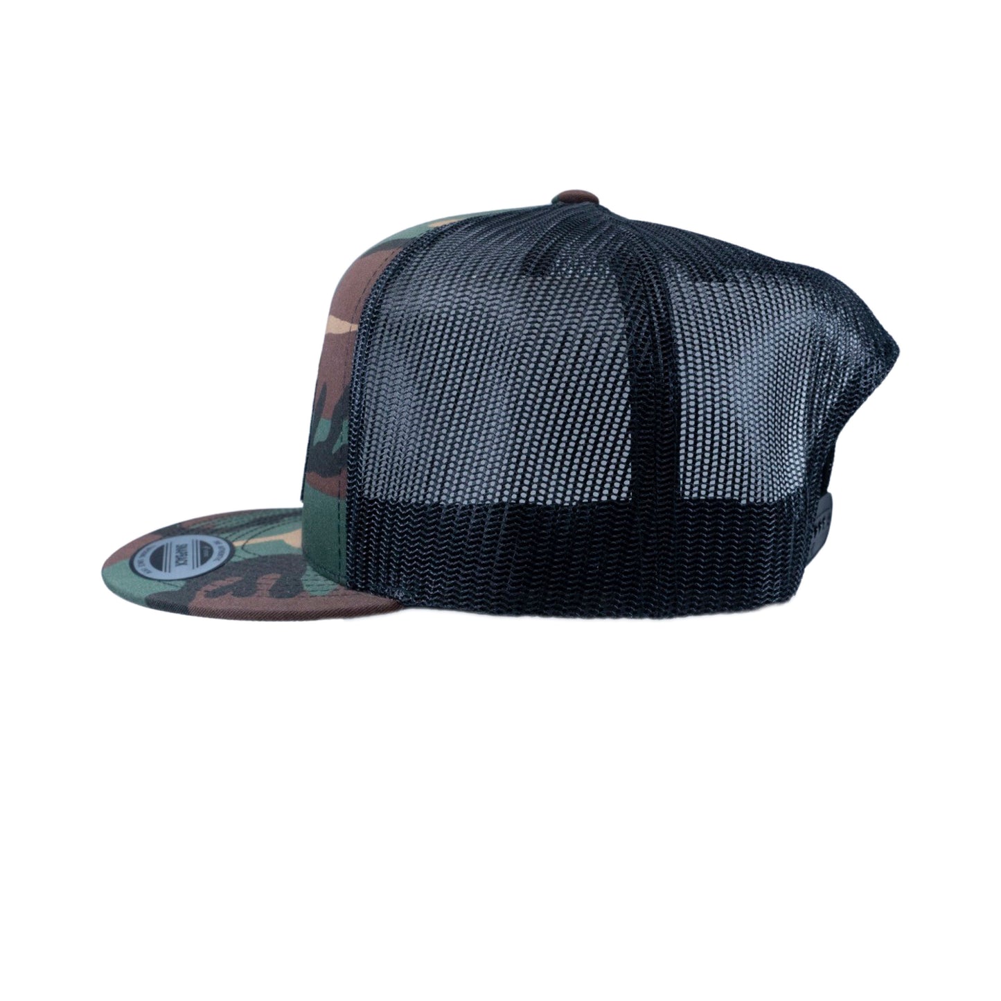 Army Camo & White Patch Yupoong Snapback Flat Bill