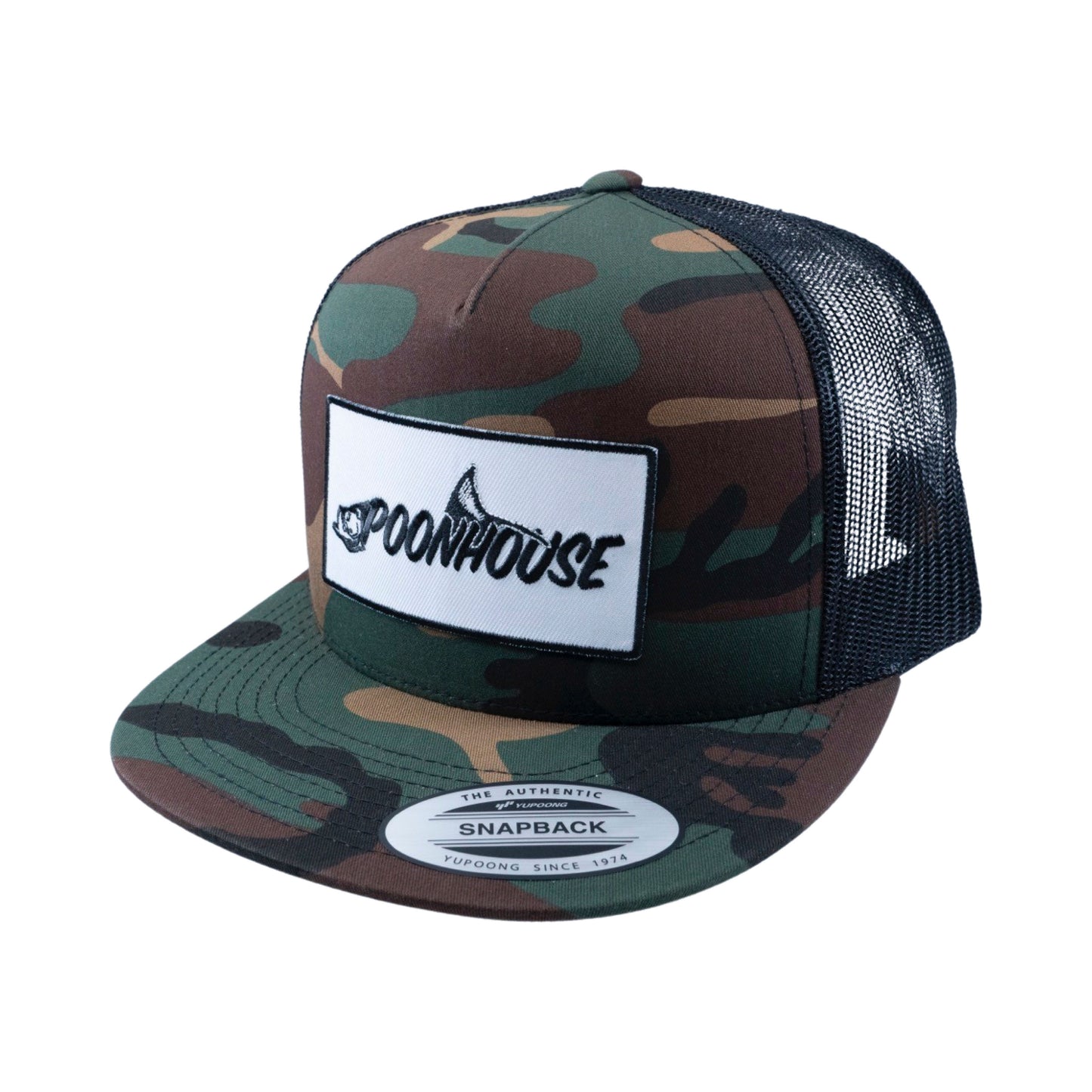 Army Camo & White Patch Yupoong Snapback Flat Bill