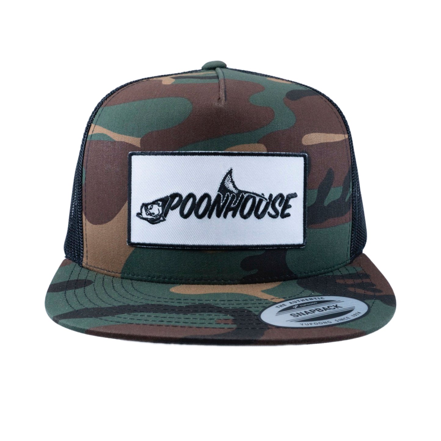 Army Camo & White Patch Yupoong Snapback Flat Bill