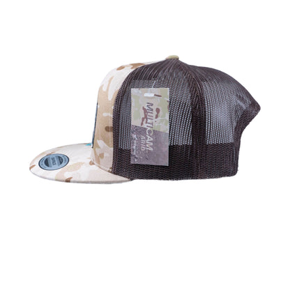 Brown Mesh & Desert Camo Yupoong Snap Back Flat Bill