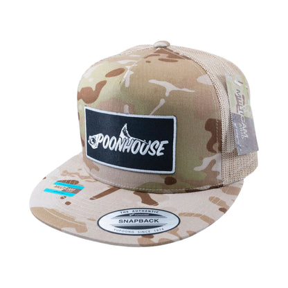 Desert Camo & Black Patch Yupoong Snapback Flat Bill