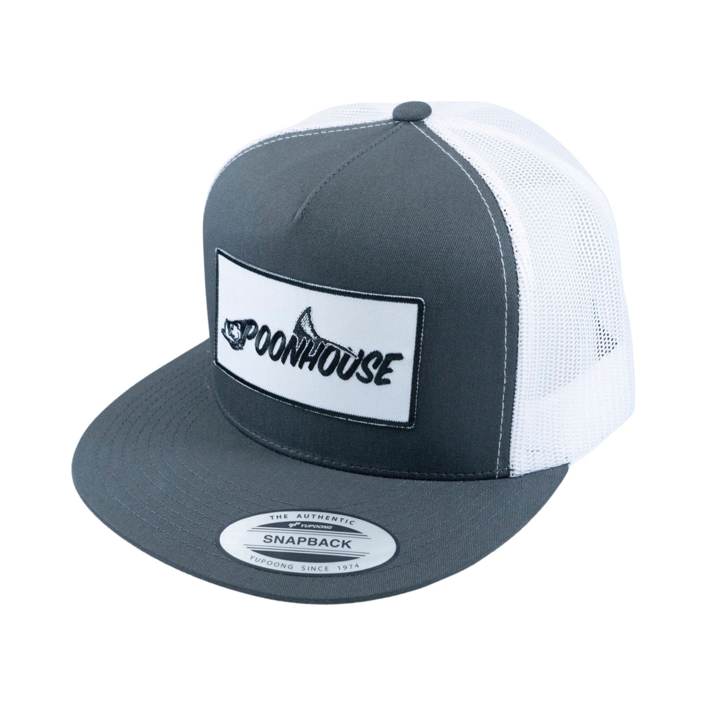 Charcoal & White Patch Yupoong Snapback Flat Bill