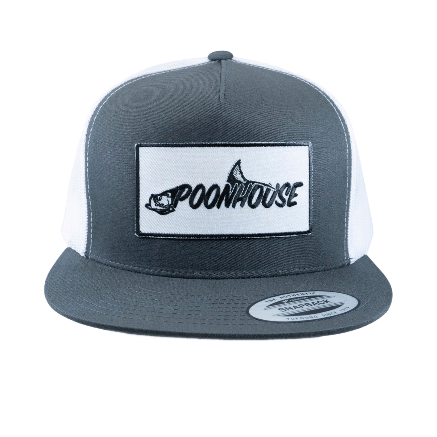 Charcoal & White Patch Yupoong Snapback Flat Bill